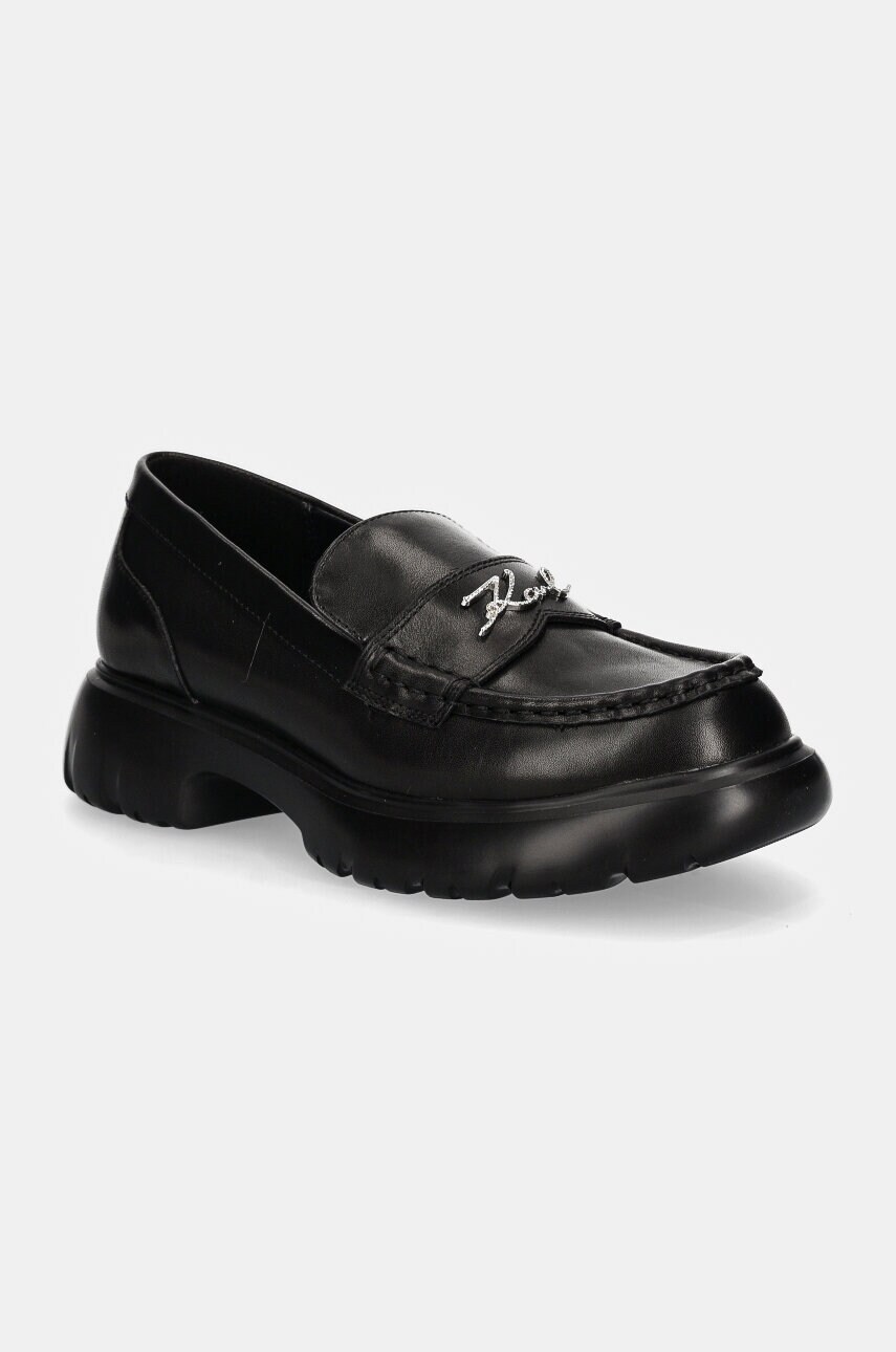 Karl Lagerfeld mocasini de piele PHOENIX femei, culoarea negru, cu platforma, KL42111