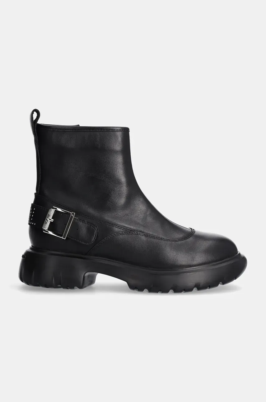 Кожаные полусапожки Karl Lagerfeld PHOENIX женские цвет чёрный на плоском ходу KL42165 Кожаные полусапожки Karl Lagerfeld PHOENIX женские цвет чёрный на плоском ходу KL42165