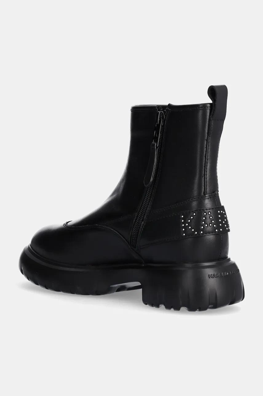 Шкіряні черевики Karl Lagerfeld PHOENIX жіночі колір чорний на плоскому ходу KL42165 