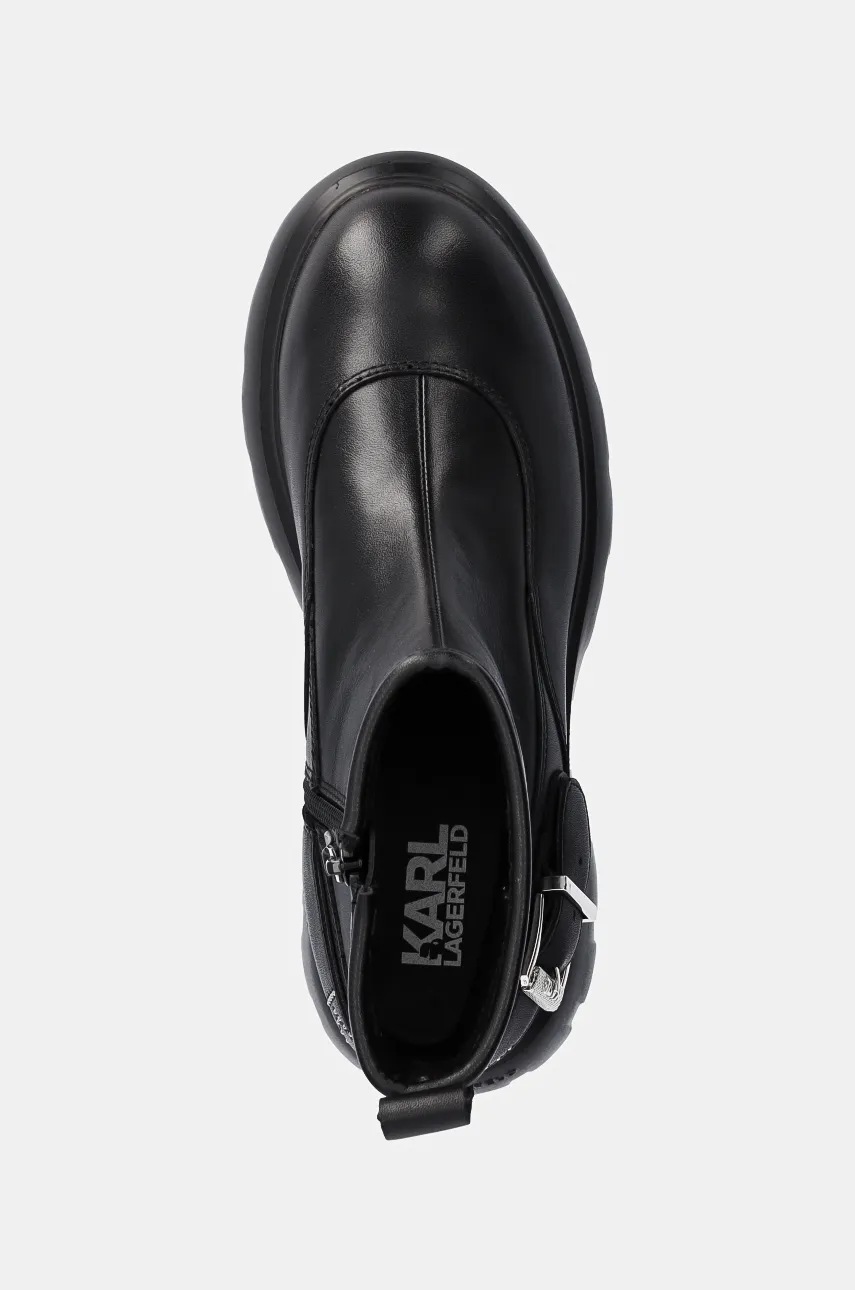 Шкіряні черевики Karl Lagerfeld PHOENIX жіночі колір чорний на плоскому ходу KL42165 