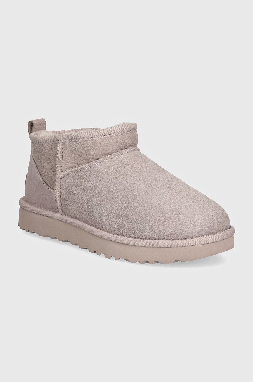 UGG cizme de zapada din piele intoarsa Classic Ultra Mini culoarea gri, 1116109-PSK