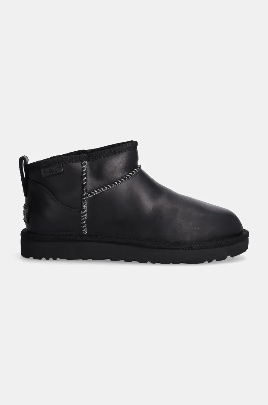 Кожаные сапоги UGG Classic Ultra Mini Lthr Regen цвет чёрный 1163490-BLK Кожаные сапоги UGG Classic Ultra Mini Lthr Regen цвет чёрный 1163490-BLK