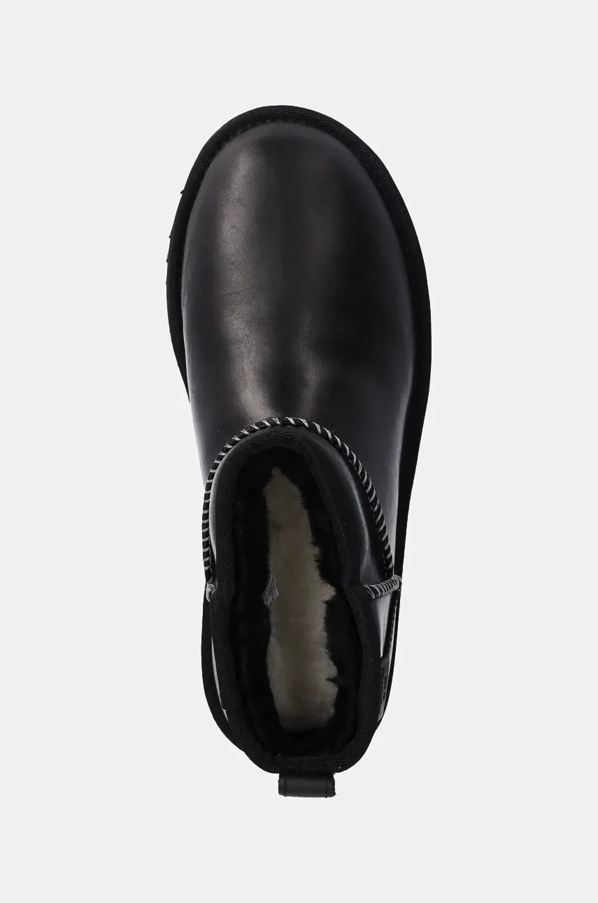 Шкіряні чоботи UGG Classic Ultra Mini Lthr Regen колір чорний 1163490-BLK 