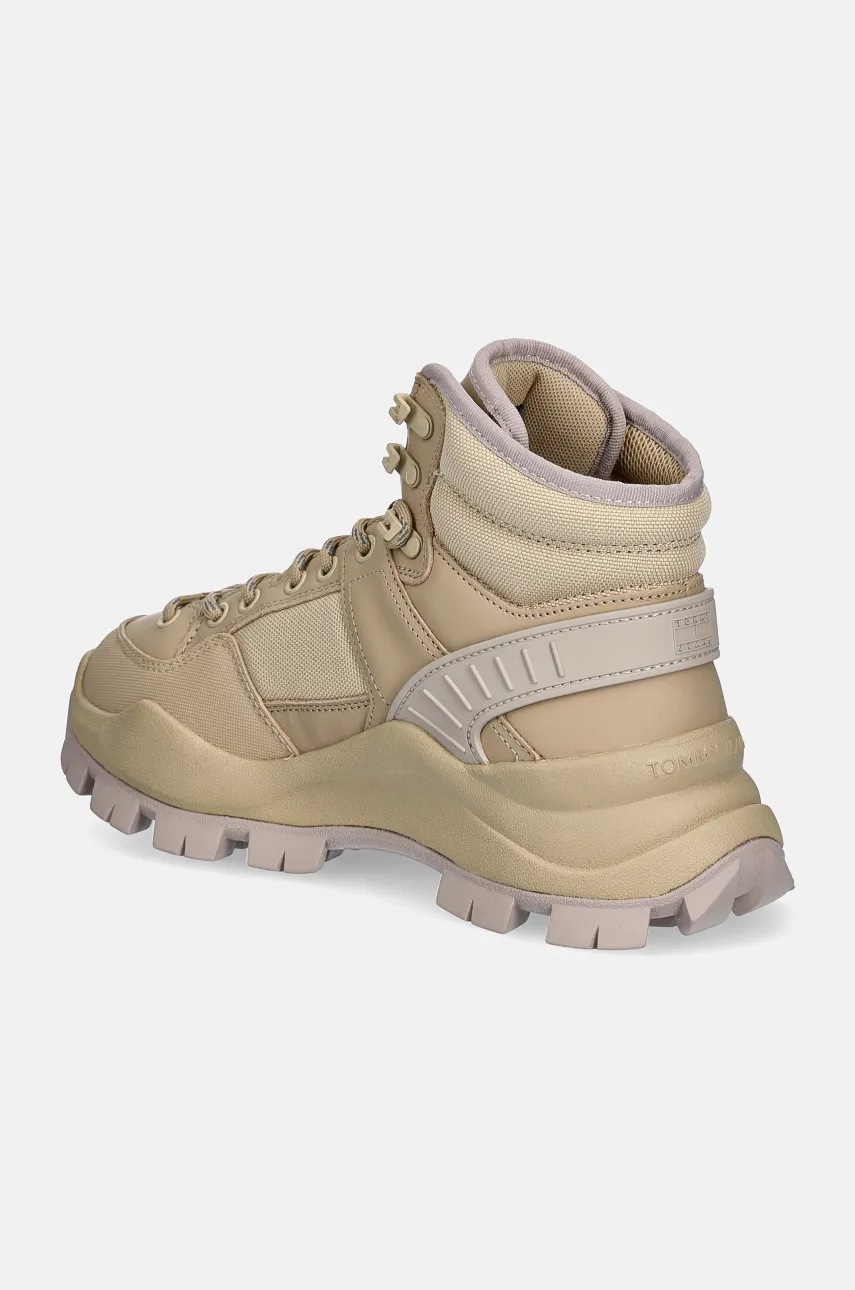 Μποτάκια Tommy Jeans TJW FEMININE HYBRID BOOT χρώμα: μπεζ, EN0EN02553 φωτογραφία