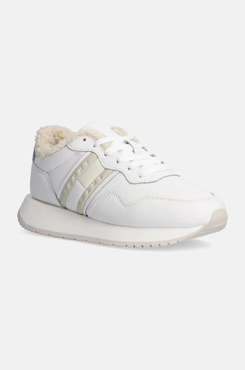 Tommy Jeans sneakers din piele TJW EVA RUNNER WL culoarea alb, EN0EN02594