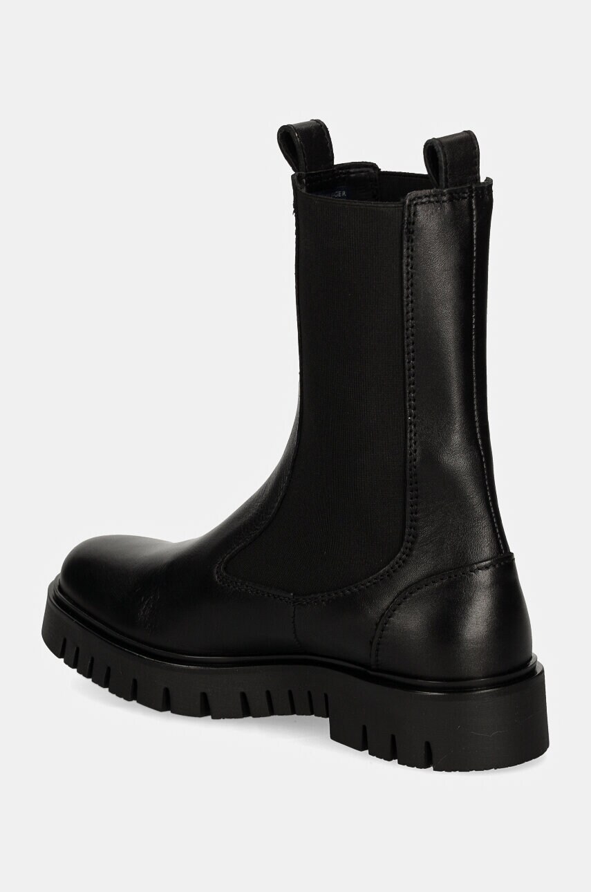 Tommy Jeans bőr bokacsizma TJW LONG CHELSEA BOOT fekete, női, platformos, EN0EN02625 termék 2. képe