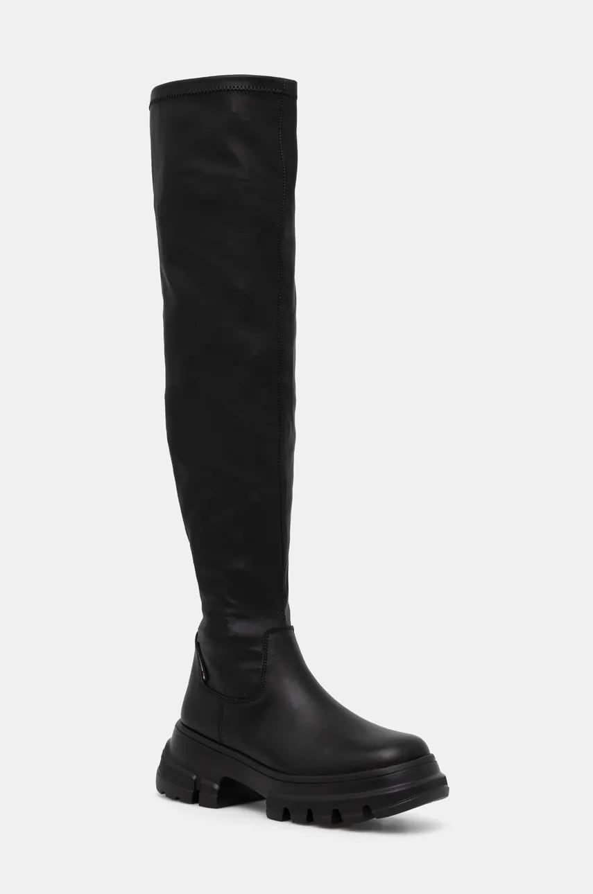 Tommy Jeans cizme TJW LIGHTWEIGHT OTK BOOT femei, culoarea negru, cu platforma, EN0EN02634 Tommy Jeans cizme TJW LIGHTWEIGHT OTK BOOT femei, culoarea negru, cu platforma, EN0EN02634