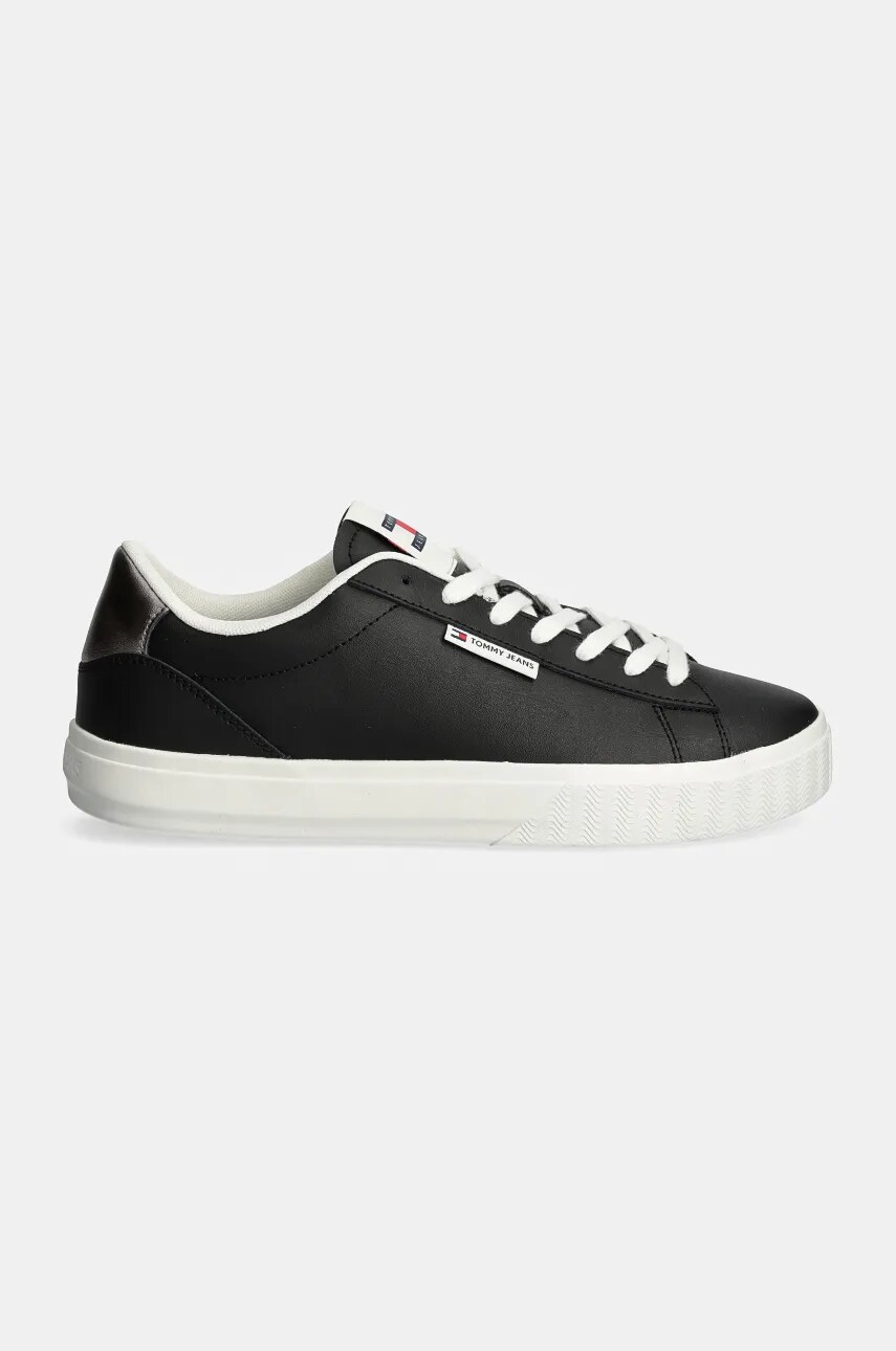Кожаные кроссовки Tommy Jeans TJW CUPSOLE SNEAKER METALLIC цвет чёрный EN0EN02686 Кожаные кроссовки Tommy Jeans TJW CUPSOLE SNEAKER METALLIC цвет чёрный EN0EN02686