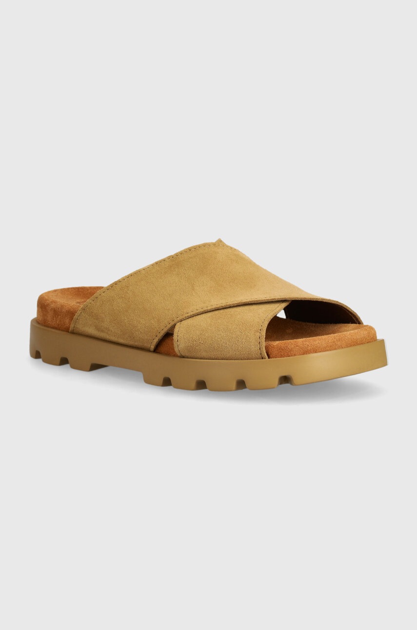 

Велурени чехли Camper Brutus Sandal в кафяво с платформа K201321-017, Кафяв