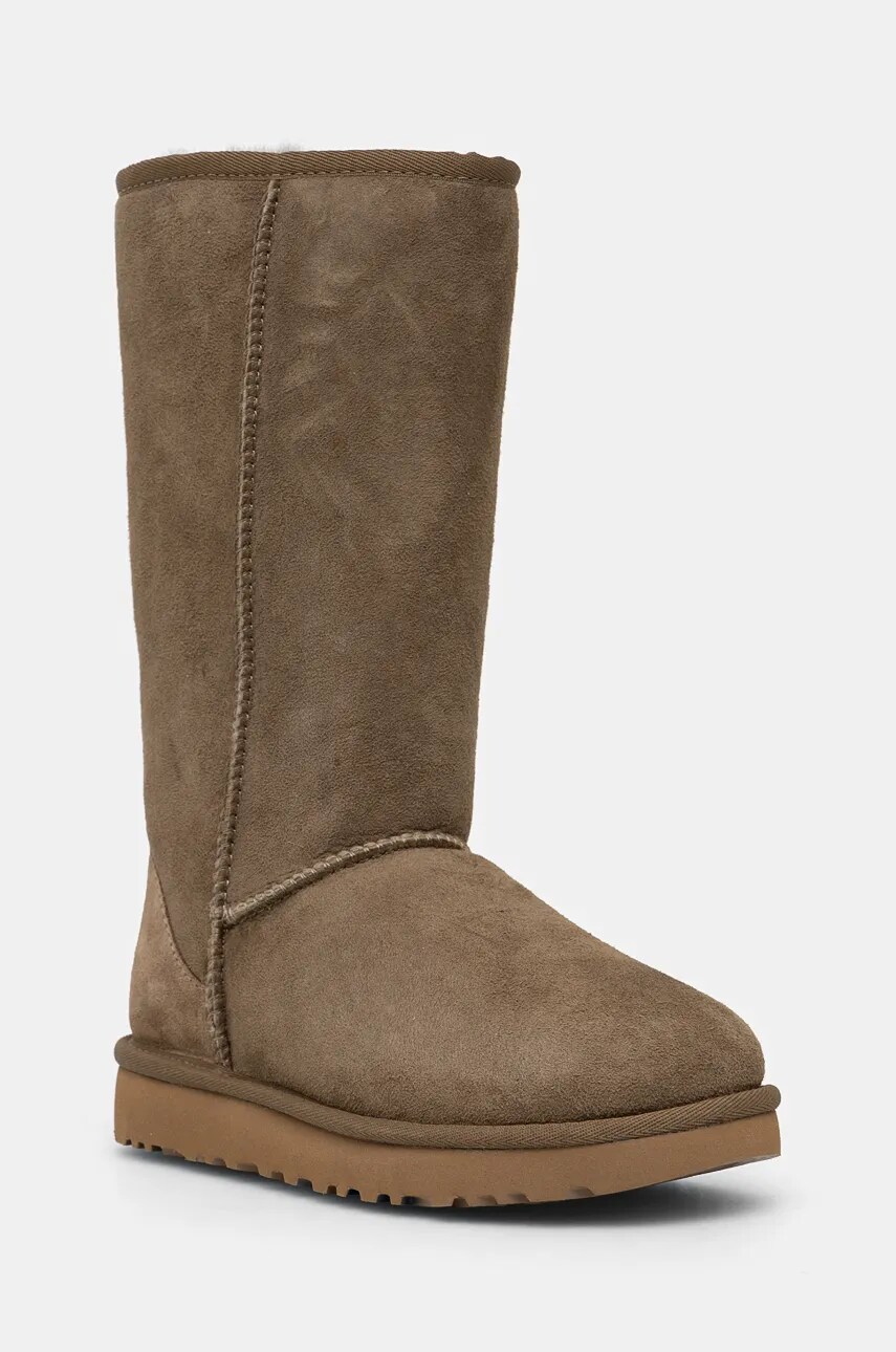 Levně Semišové sněhule UGG Classic Tall II zelená barva, 1016224-ALP
