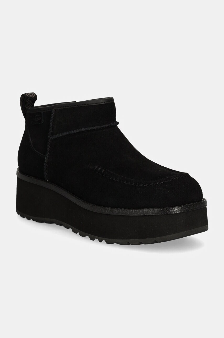 UGG cizme de zapada din piele intoarsa Cityfunc Ultra Mini culoarea negru, 1158193-BLK