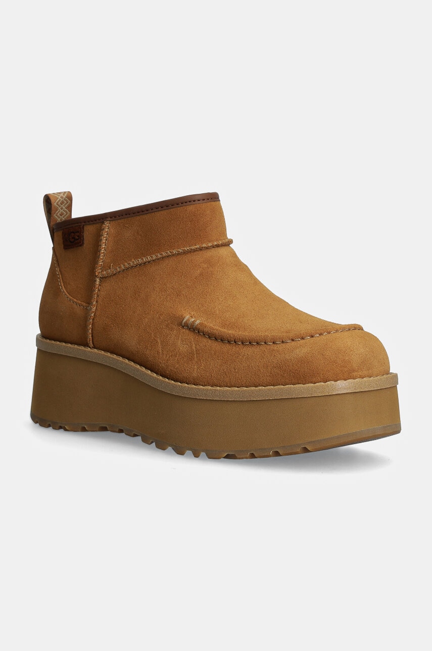 UGG cizme din piele intoarsa Cityfunc Ultra Mini culoarea maro, cu platforma, 1158193-CHE