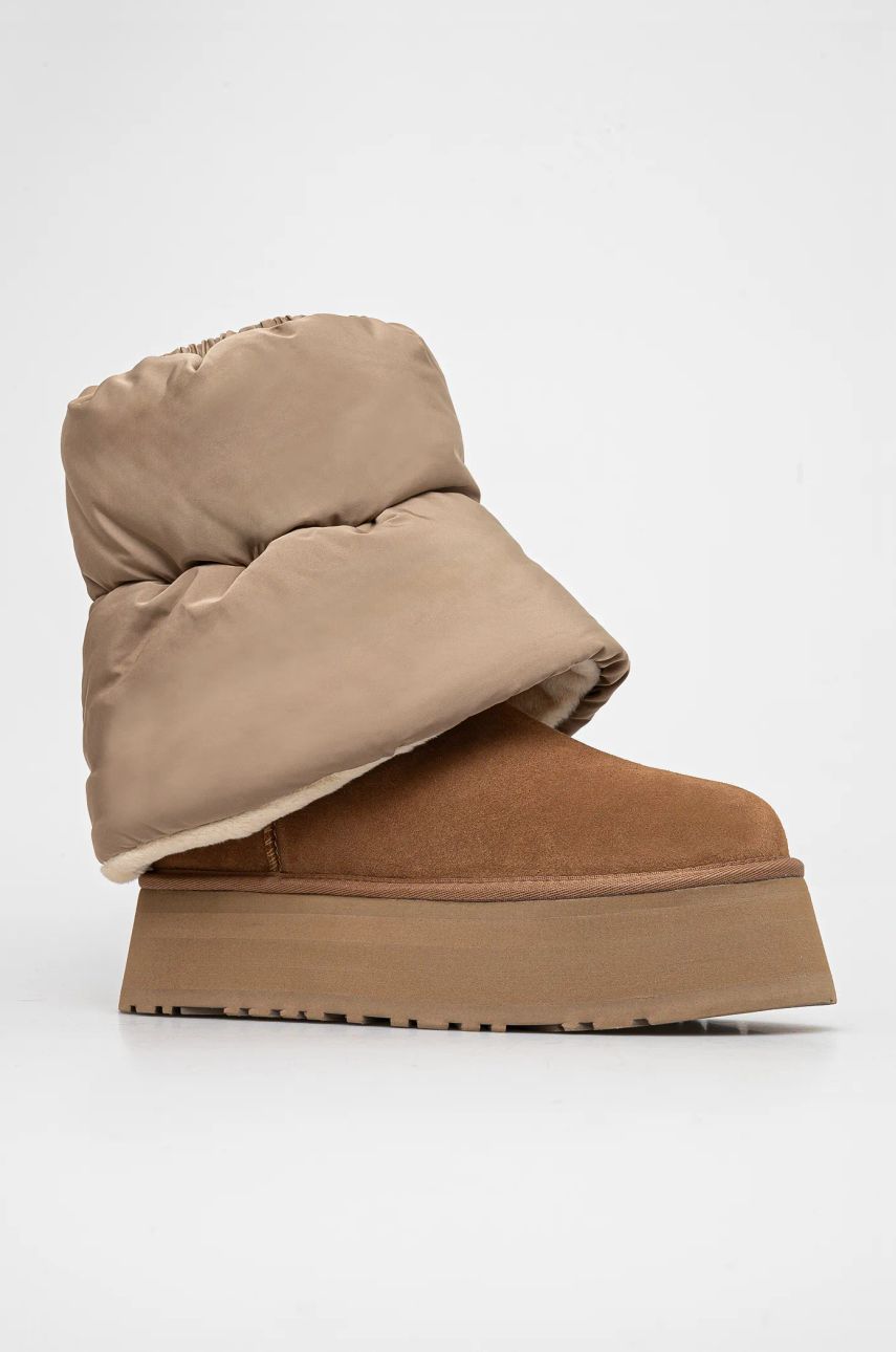 Sněhule UGG Classic Mini Dipper Puffer hnědá barva, 1158275-AHS