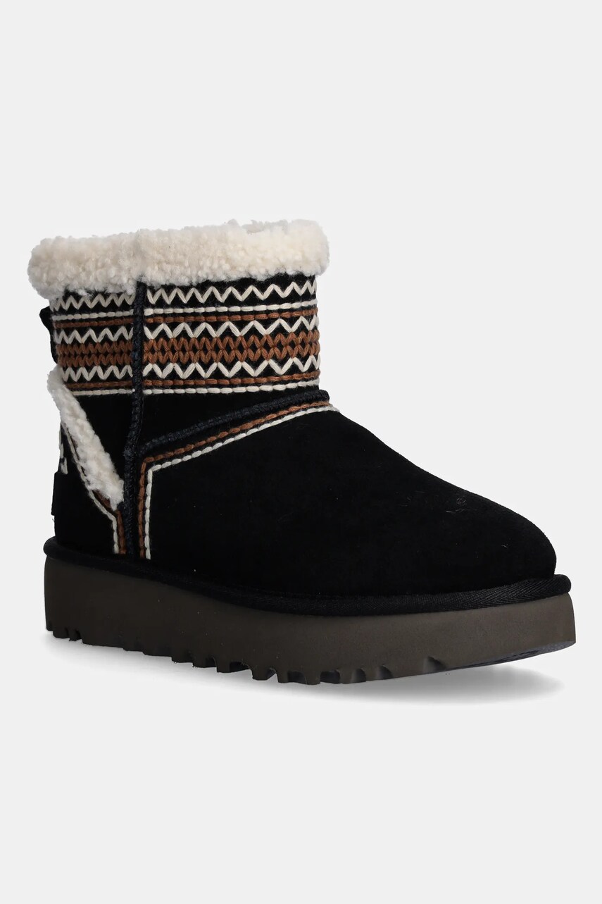 UGG cizme de zapada din piele intoarsa Classic Mini Atherson culoarea negru, 1158281-BLK