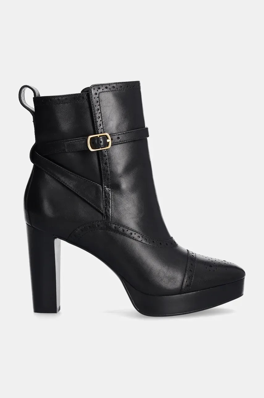 Кожаные полусапожки Lauren Ralph Lauren Mckinsey женские цвет чёрный каблук кирпичик 802908331005 Кожаные полусапожки Lauren Ralph Lauren Mckinsey женские цвет чёрный каблук кирпичик 802908331005