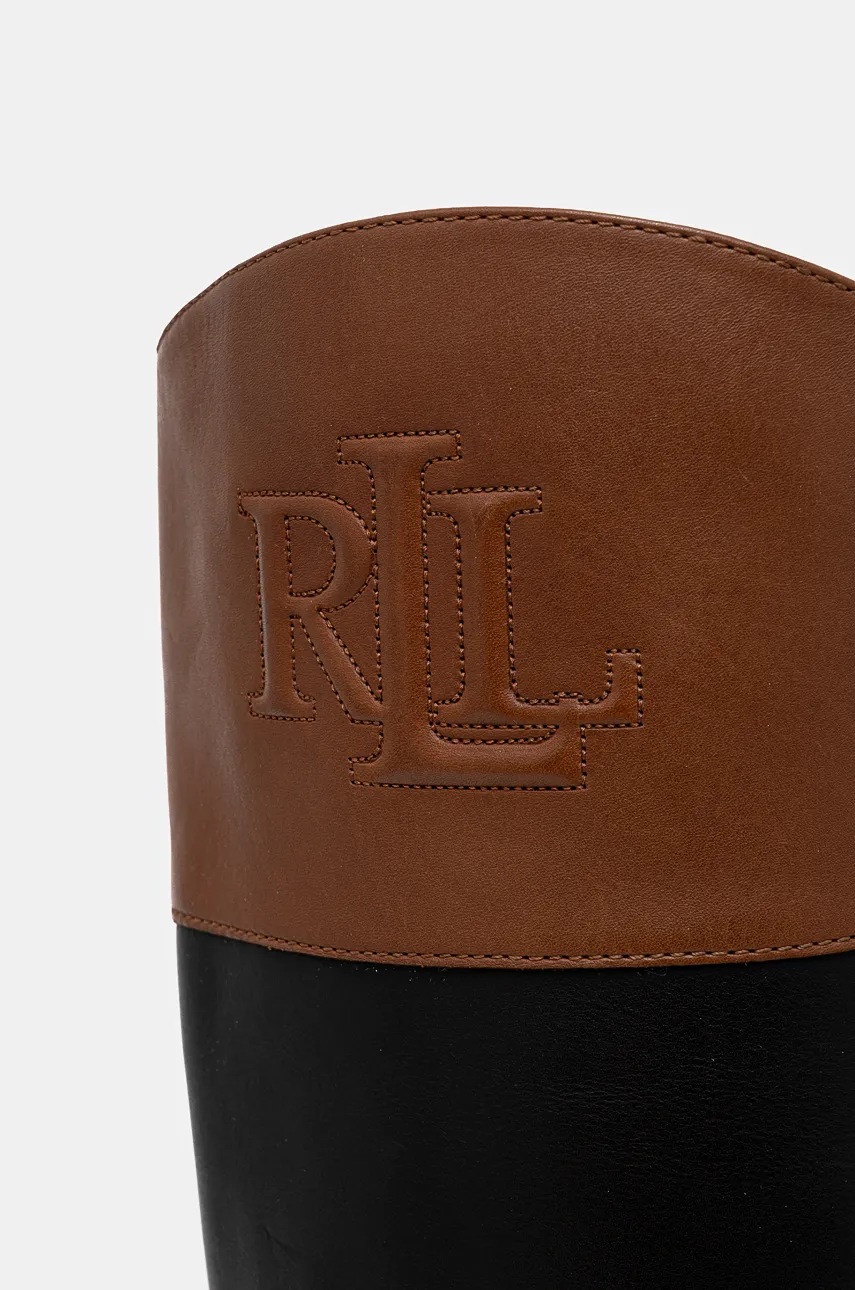 Шкіряні чоботи Lauren Ralph Lauren Justine II жіночі колір чорний на плоскому ходу 802942512001 