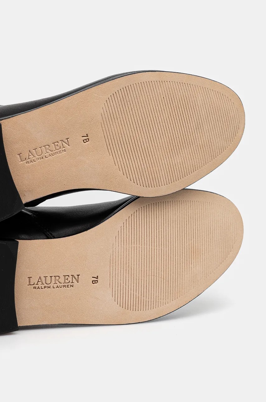 Шкіряні чоботи Lauren Ralph Lauren Justine II жіночі колір чорний на плоскому ходу 802942512001 