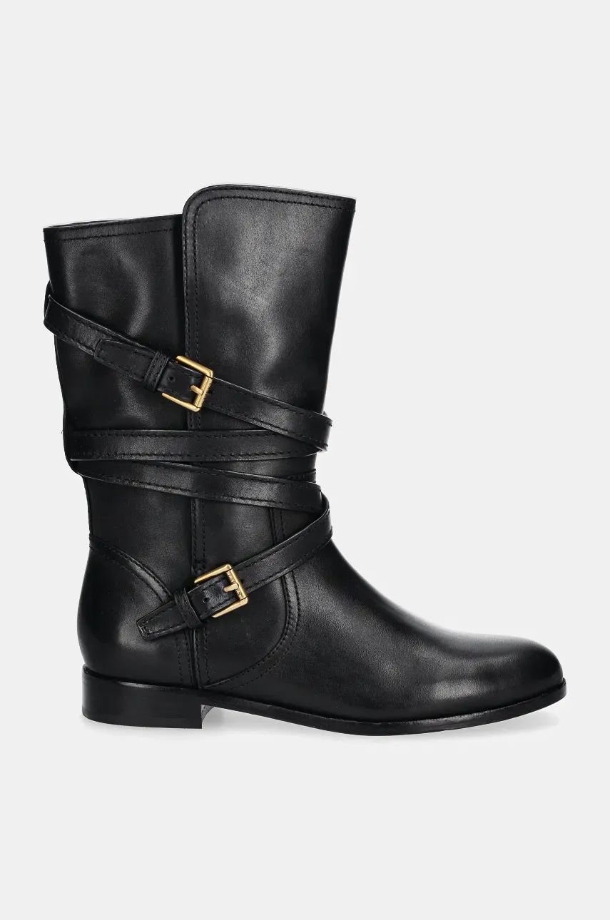 Кожаные полусапожки Lauren Ralph Lauren Briannah женские цвет чёрный на плоском ходу 802945680001 Кожаные полусапожки Lauren Ralph Lauren Briannah женские цвет чёрный на плоском ходу 802945680001