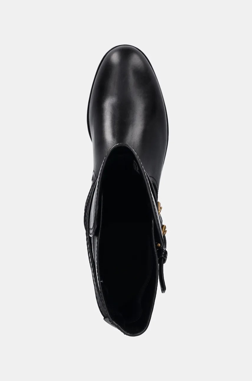 Шкіряні черевики Lauren Ralph Lauren Briannah жіночі колір чорний на плоскому ходу 802945680001 