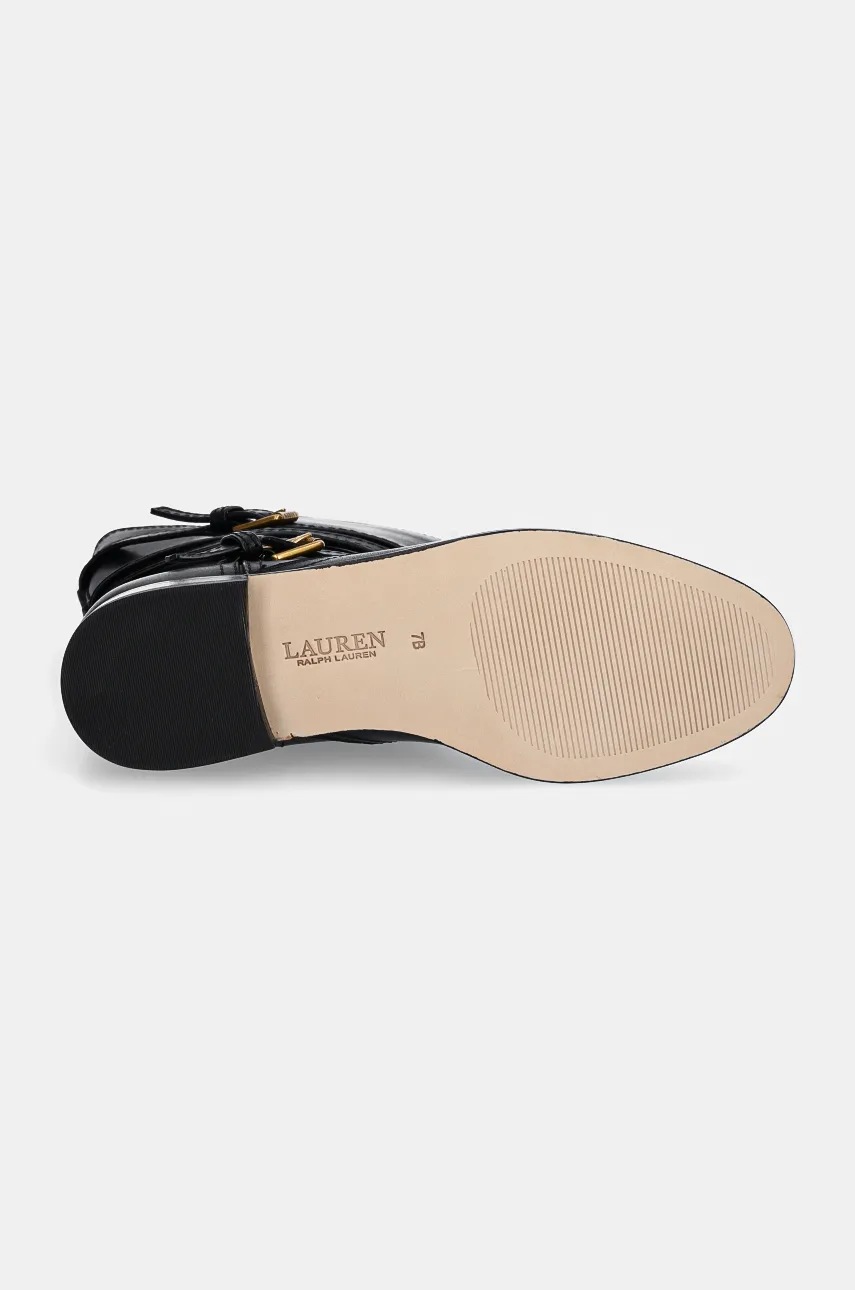 Шкіряні черевики Lauren Ralph Lauren Briannah жіночі колір чорний на плоскому ходу 802945680001 