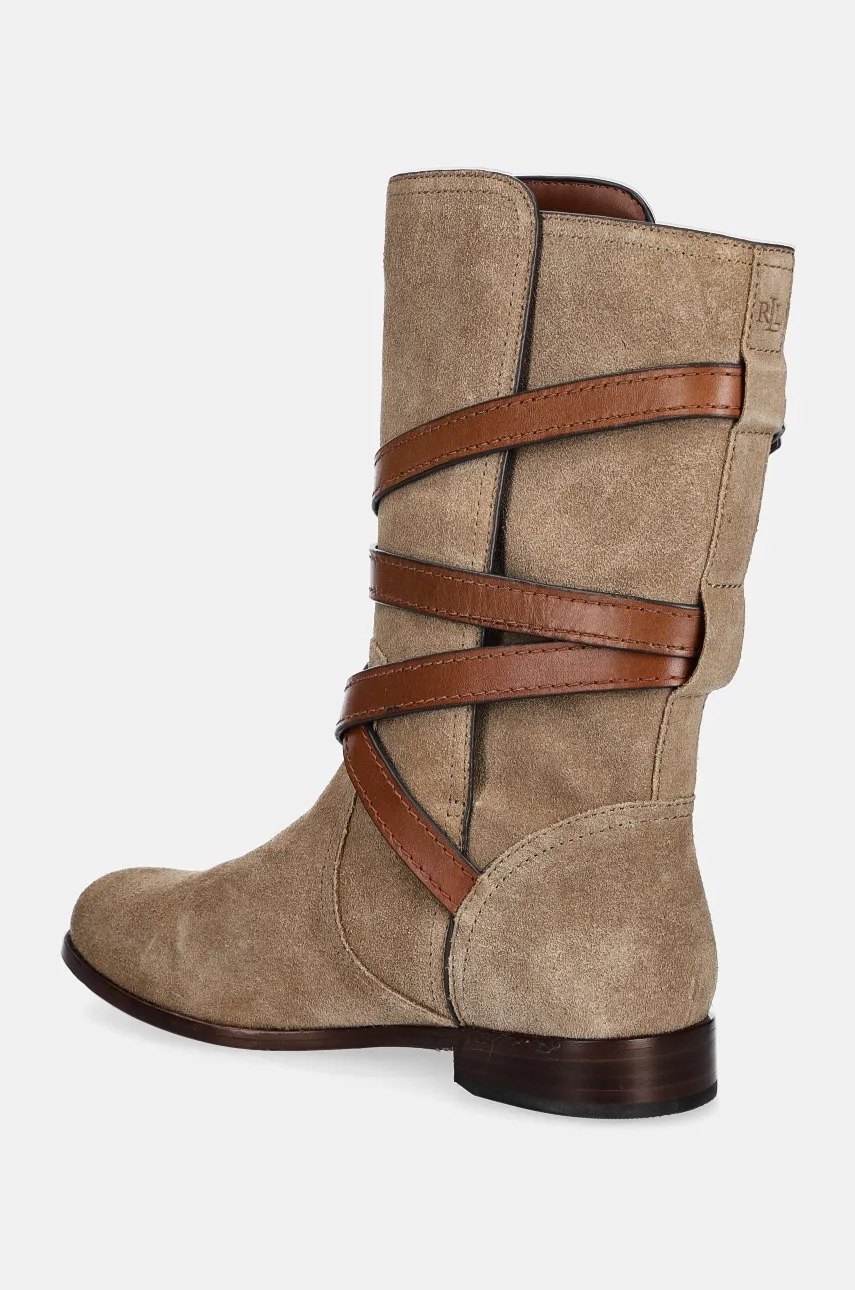 Lauren Ralph Lauren velúr bokacsizma Briannah bézs, női, lapos talpú, 802951233001 termék 2. képe
