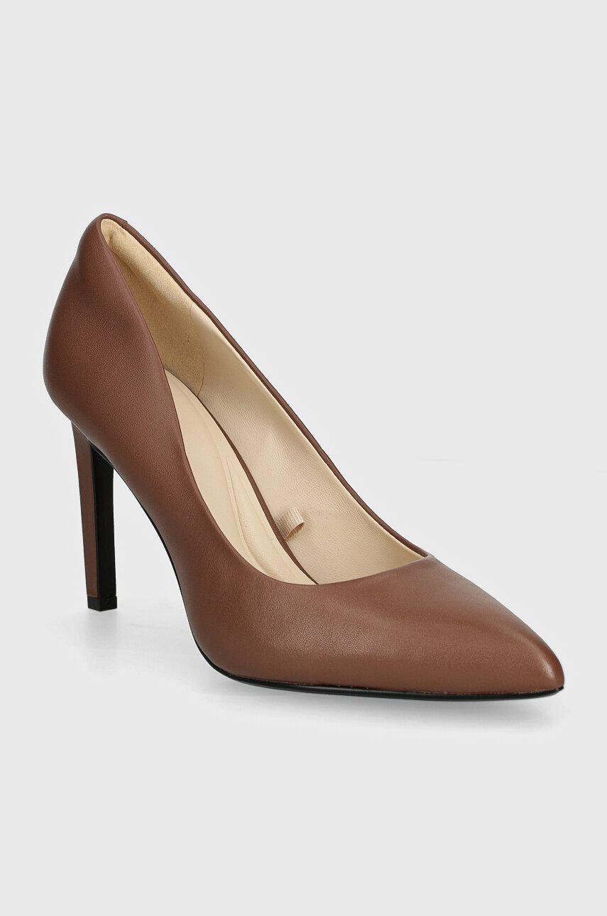 

Кожени обувки с тънък ток Calvin Klein HEEL PUMP 90 LTH в кафяво HW0HW02171, Кафяв