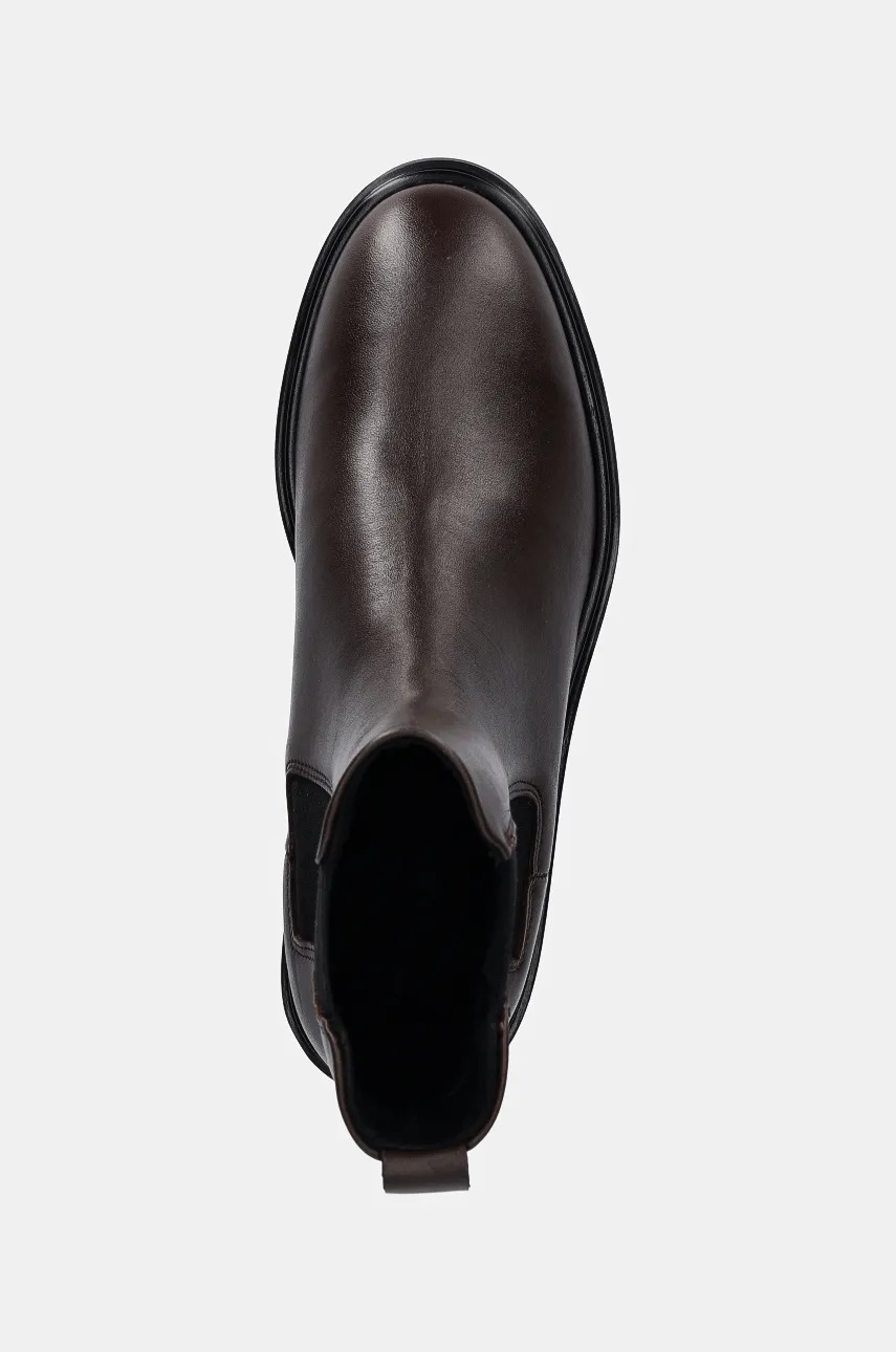 Шкіряні черевики Calvin Klein FLAT CHELSEA BOOT LTH жіночі колір коричневий на плоскому ходу HW0HW02180 