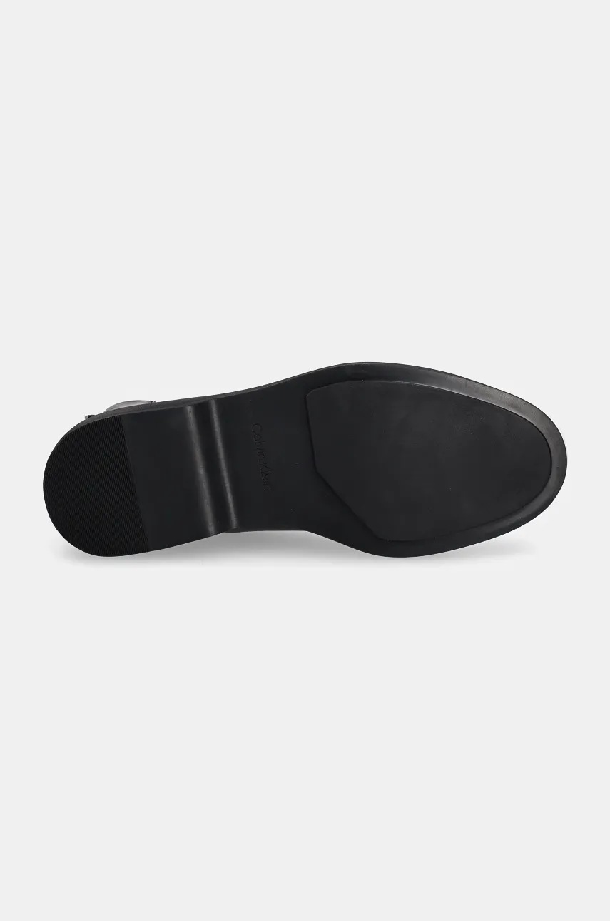 Шкіряні черевики Calvin Klein FLAT CHELSEA BOOT LTH жіночі колір коричневий на плоскому ходу HW0HW02180 