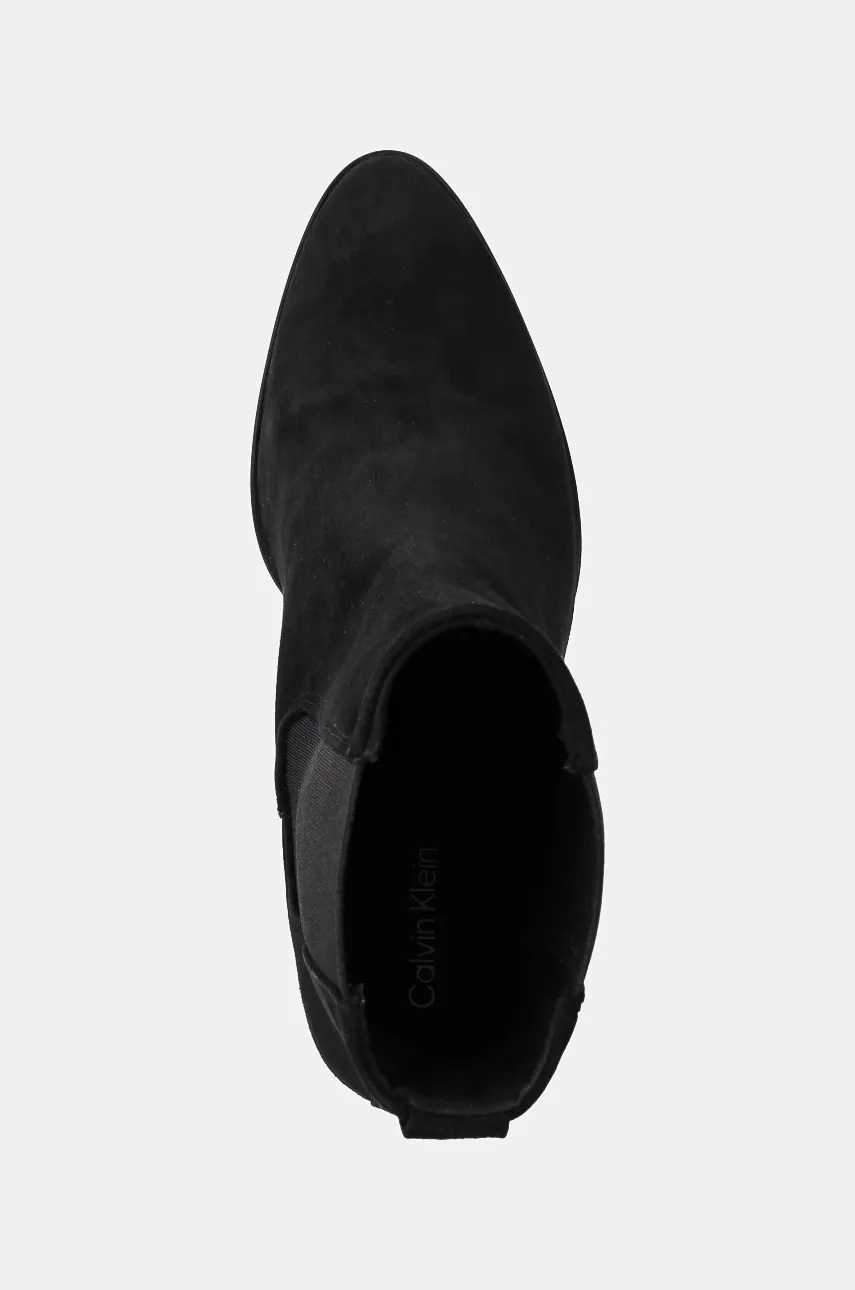 Черевики з нубуку Calvin Klein HEEL CHELSEA BOOT 85 SUE колір чорний каблук блок HW0HW02192 