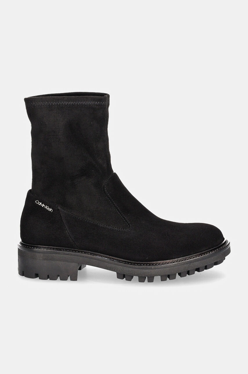 Semišové boty Calvin Klein FLAT SOCK BOOT SUE MIX