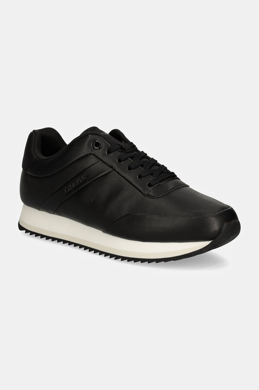 Levně Kožené sneakers boty Calvin Klein RUNNER LACE UP LTH černá barva, HW0HW02216