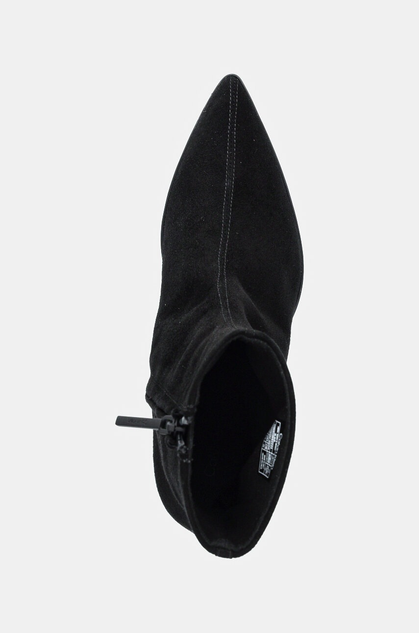Замшеві черевики Calvin Klein HEEL ANKLE BOOT 50 SUE жіночі колір чорний на шпильці HW0HW02233 