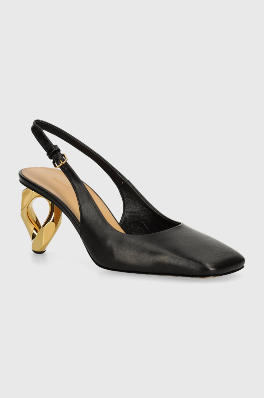 JW Anderson pantofi de piele Chain Heel culoarea negru, cu toc drept, cu toc deschis, ANW43022A JW Anderson pantofi de piele Chain Heel culoarea negru, cu toc drept, cu toc deschis, ANW43022A
