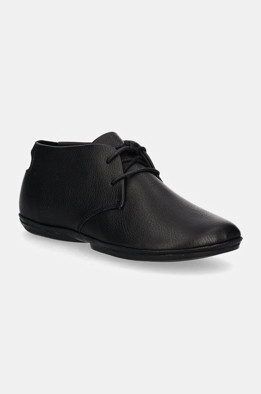 Camper cizme de piele Right Nina femei, culoarea negru, cu toc plat, K400221-036 Camper cizme de piele Right Nina femei, culoarea negru, cu toc plat, K400221-036