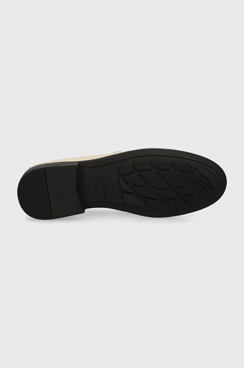 Шкіряні мокасини Tommy Hilfiger FLAG LEATHER CLASSIC LOAFER жіночі колір бежевий на плоскому ходу FW0FW08030 