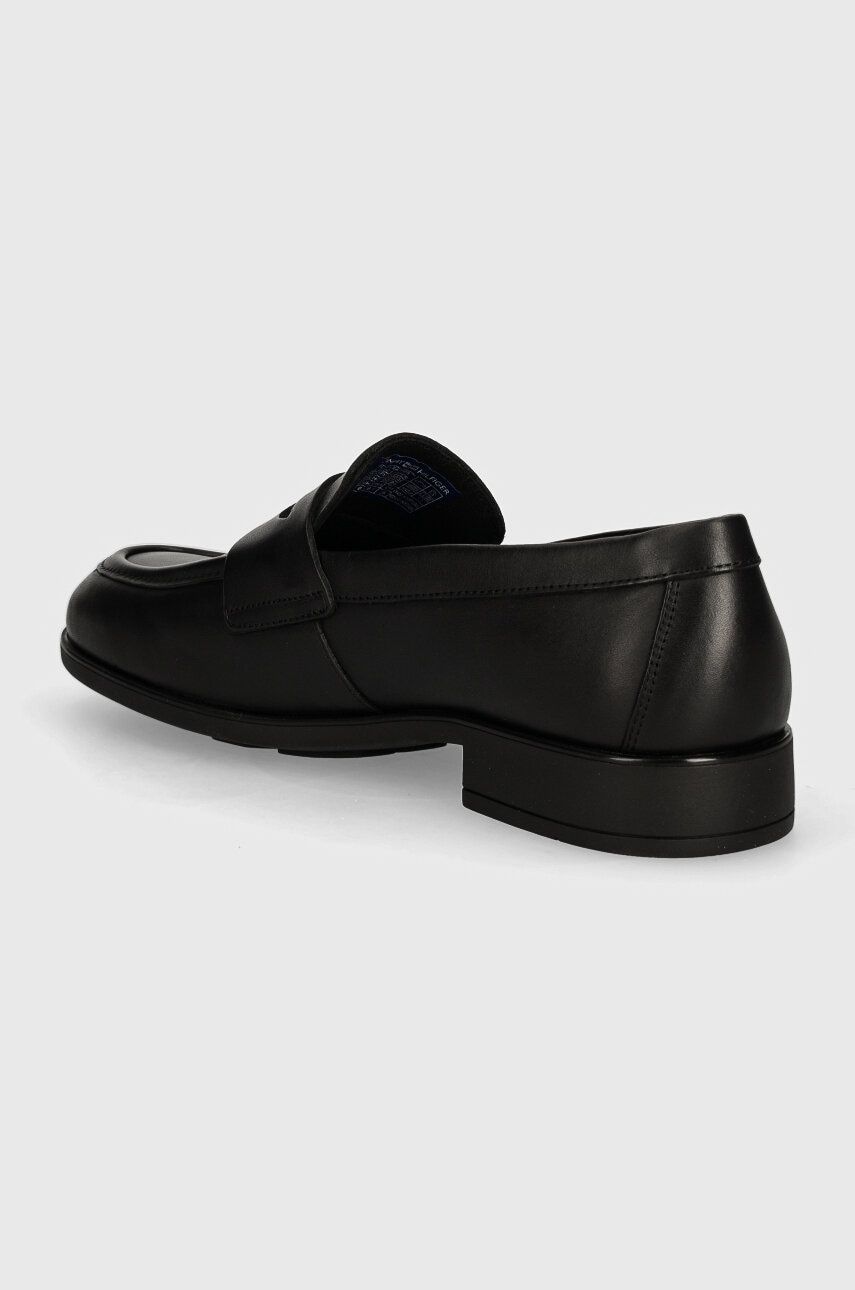 Шкіряні мокасини Tommy Hilfiger FLAG LEATHER CLASSIC LOAFER жіночі колір чорний на плоскому ходу FW0FW08030 