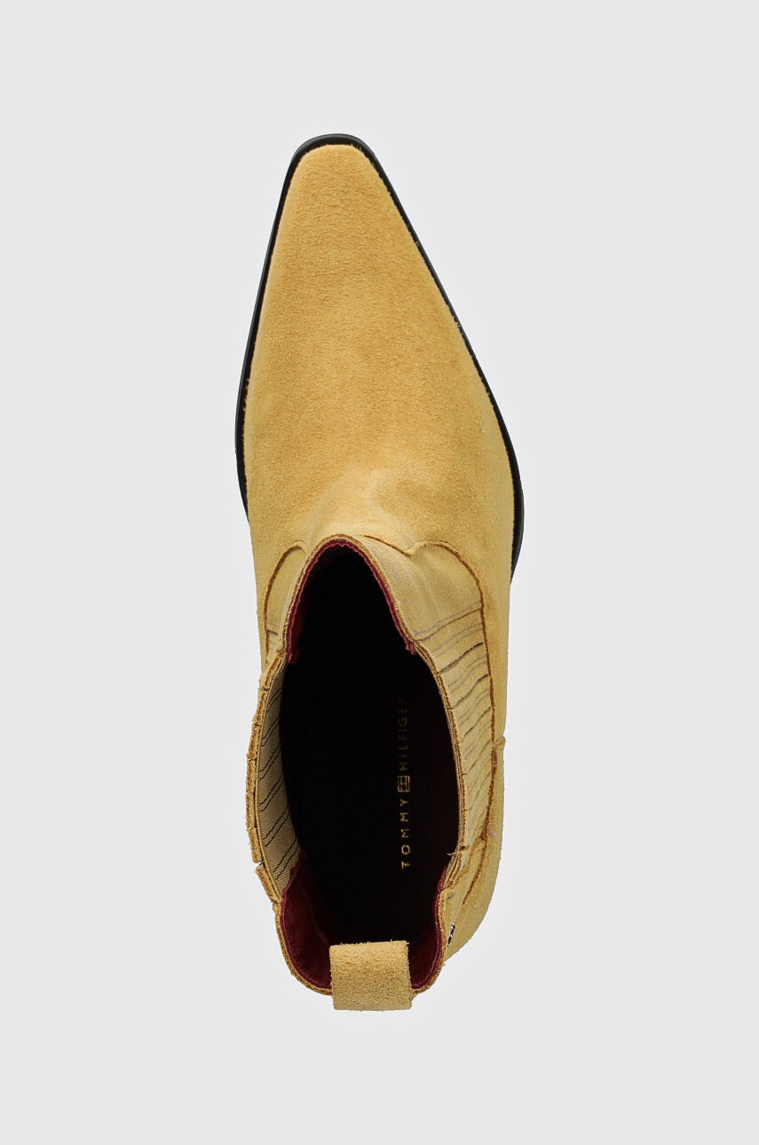 Σουέτ μπότες τσέλσι Tommy Hilfiger TH SUEDE COWBOY BOOT γυναικείες, χρώμα: μπεζ, FW0FW08034 φωτογραφία