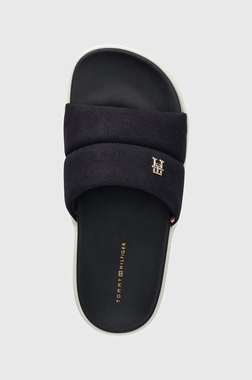 Natikače Tommy Hilfiger PLATFORM POOL SLIDE Za žene, Boja: Tamno Plava, S Platformom, FW0FW08218