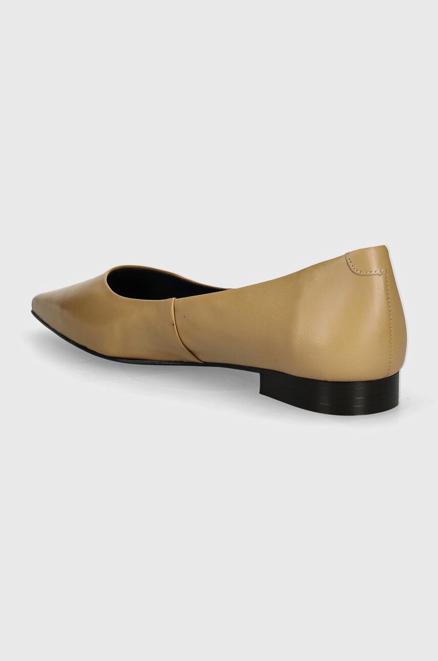 Шкіряні балетки Tommy Hilfiger TH POINTY BALLERINA колір бежевий  FW0FW08291 