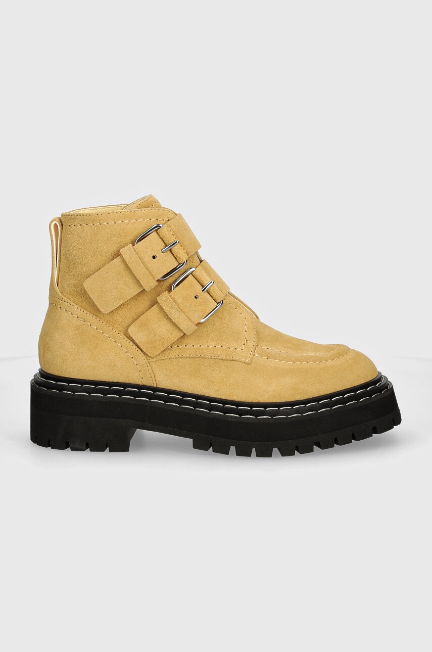Σουέτ μπότες Proenza Schouler Lug Sole γυναικείες, χρώμα: μπεζ, PS43100A φωτογραφία
