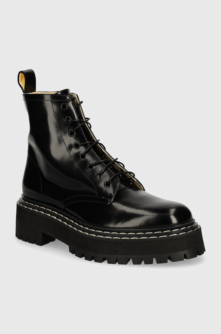 Proenza Schouler bocanci de piele Lug Sole femei, culoarea negru, cu toc plat, PS43102A Proenza Schouler bocanci de piele Lug Sole femei, culoarea negru, cu toc plat, PS43102A
