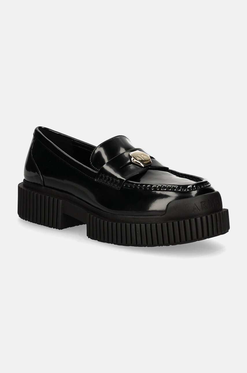 

Кожени мокасини Armani Exchange в черно с платформа XDA005 XV878 00002, Черен