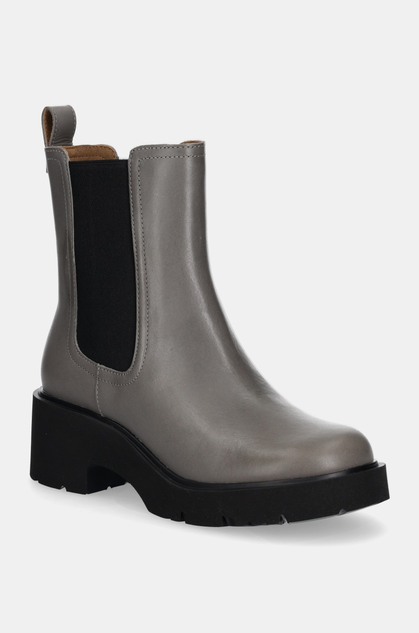 Camper ghete chelsea de piele Milah femei, culoarea gri, cu toc plat, K400575-017