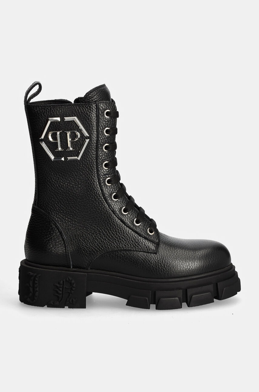 Δερμάτινα workers Philipp Plein Embossed Army Boot χρώμα: μαύρο, WSE0811 PLE010N 02 φωτογραφία