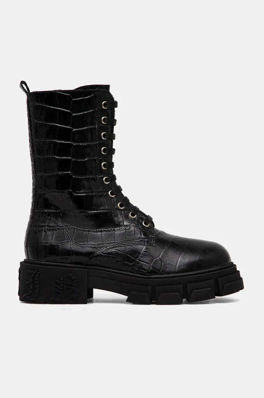 Кожаные полусапожки Philipp Plein Croco Gothic женские цвет чёрный на плоском ходу с утеплением WSE0838 PLE010N 02 Кожаные полусапожки Philipp Plein Croco Gothic женские цвет чёрный на плоском ходу с утеплением WSE0838 PLE010N 02