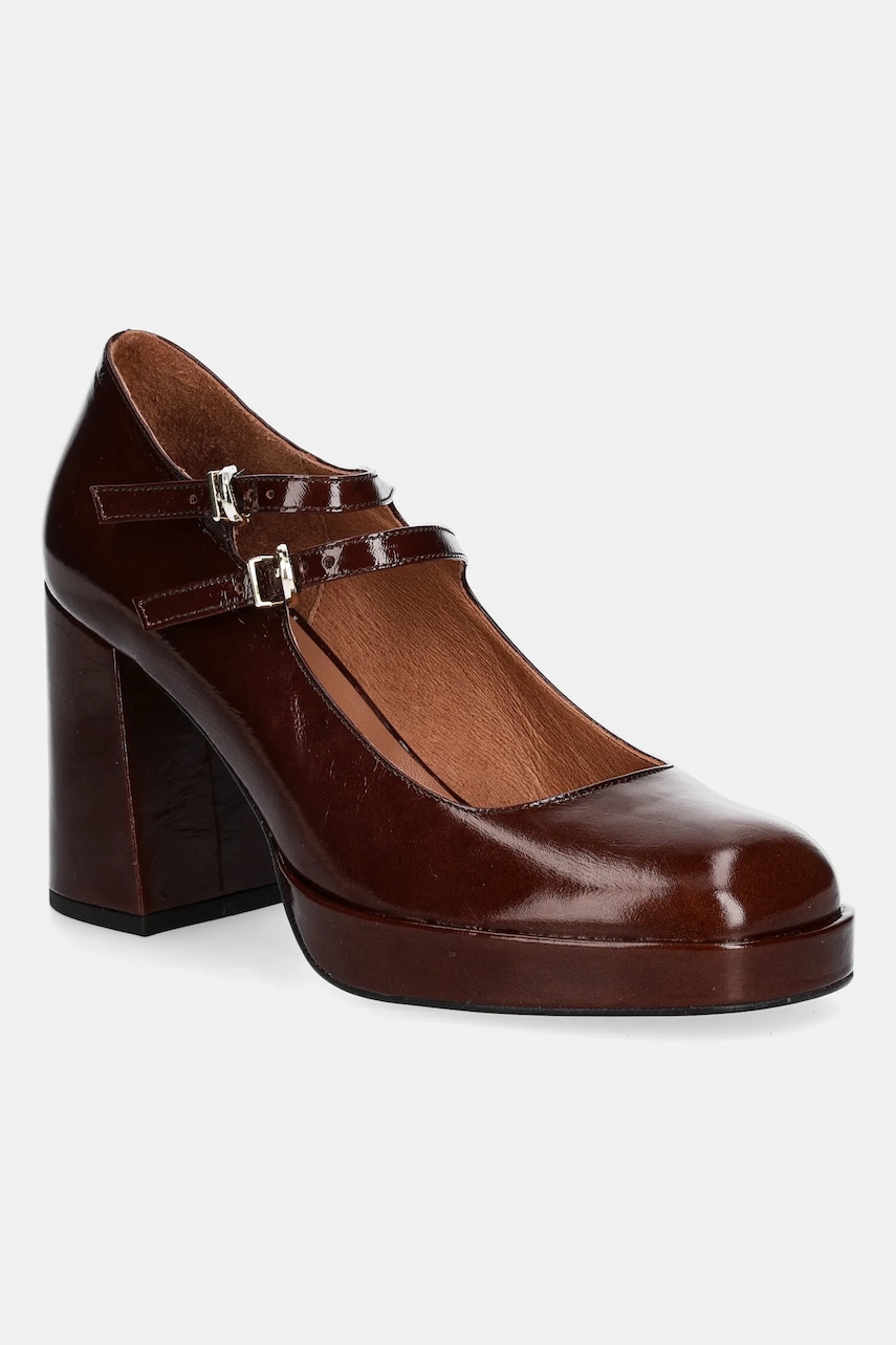 Jonak pantofi de piele VERITE culoarea bordo, cu toc drept, 3200422