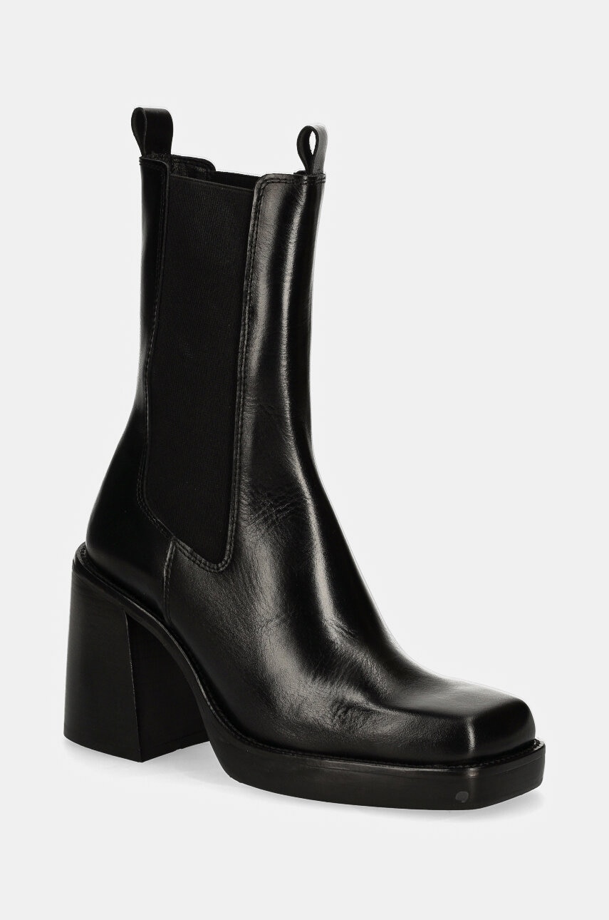Jonak ghete chelsea de piele BOSSA femei, culoarea negru, cu toc drept, 3100172