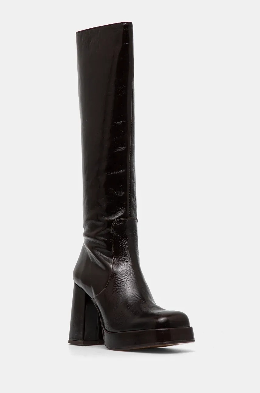 Jonak ghete de piele BRYAN femei, culoarea maro, cu toc drept, 3500238 Jonak ghete de piele BRYAN femei, culoarea maro, cu toc drept, 3500238