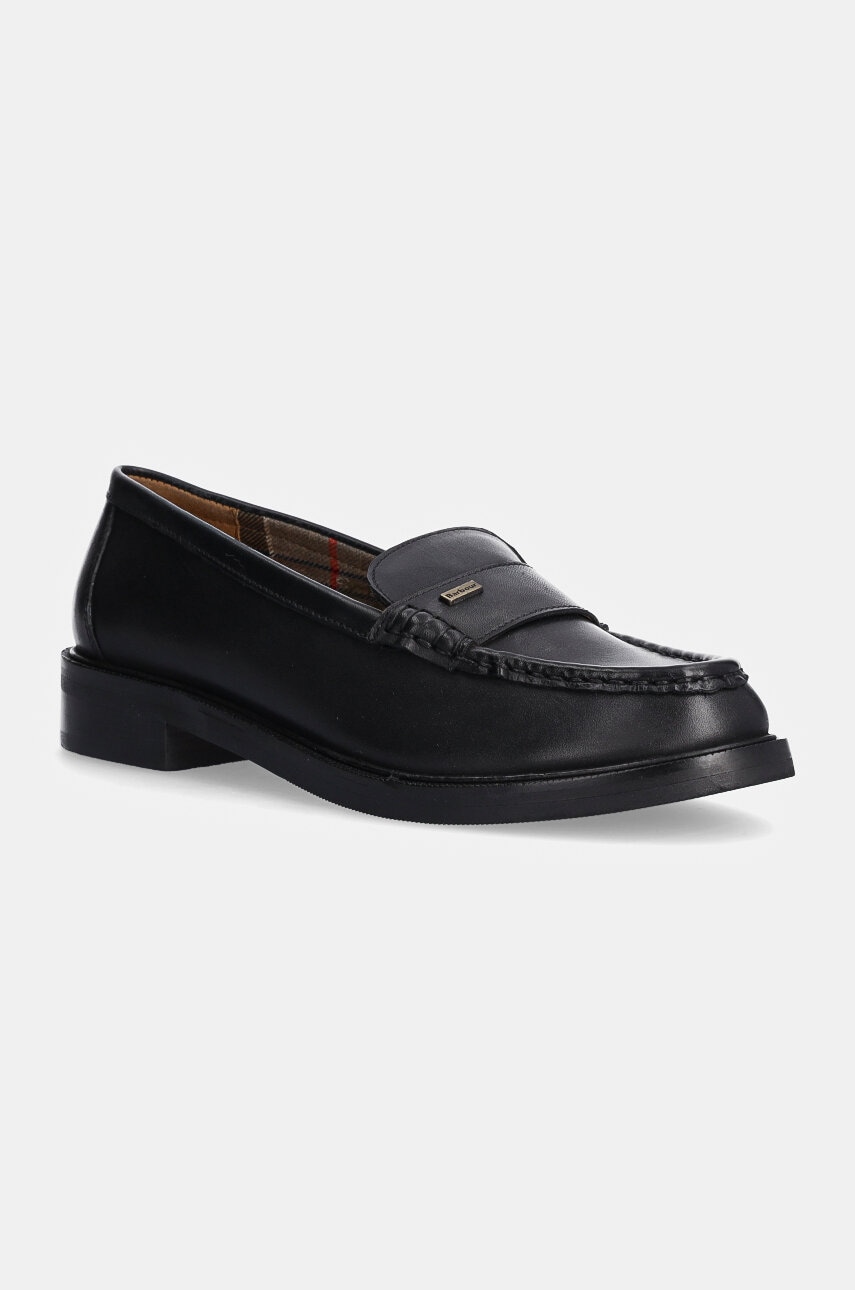 Barbour mocasini de piele Francis femei, culoarea negru, cu toc plat, LFO0742BK31 Barbour mocasini de piele Francis femei, culoarea negru, cu toc plat, LFO0742BK31