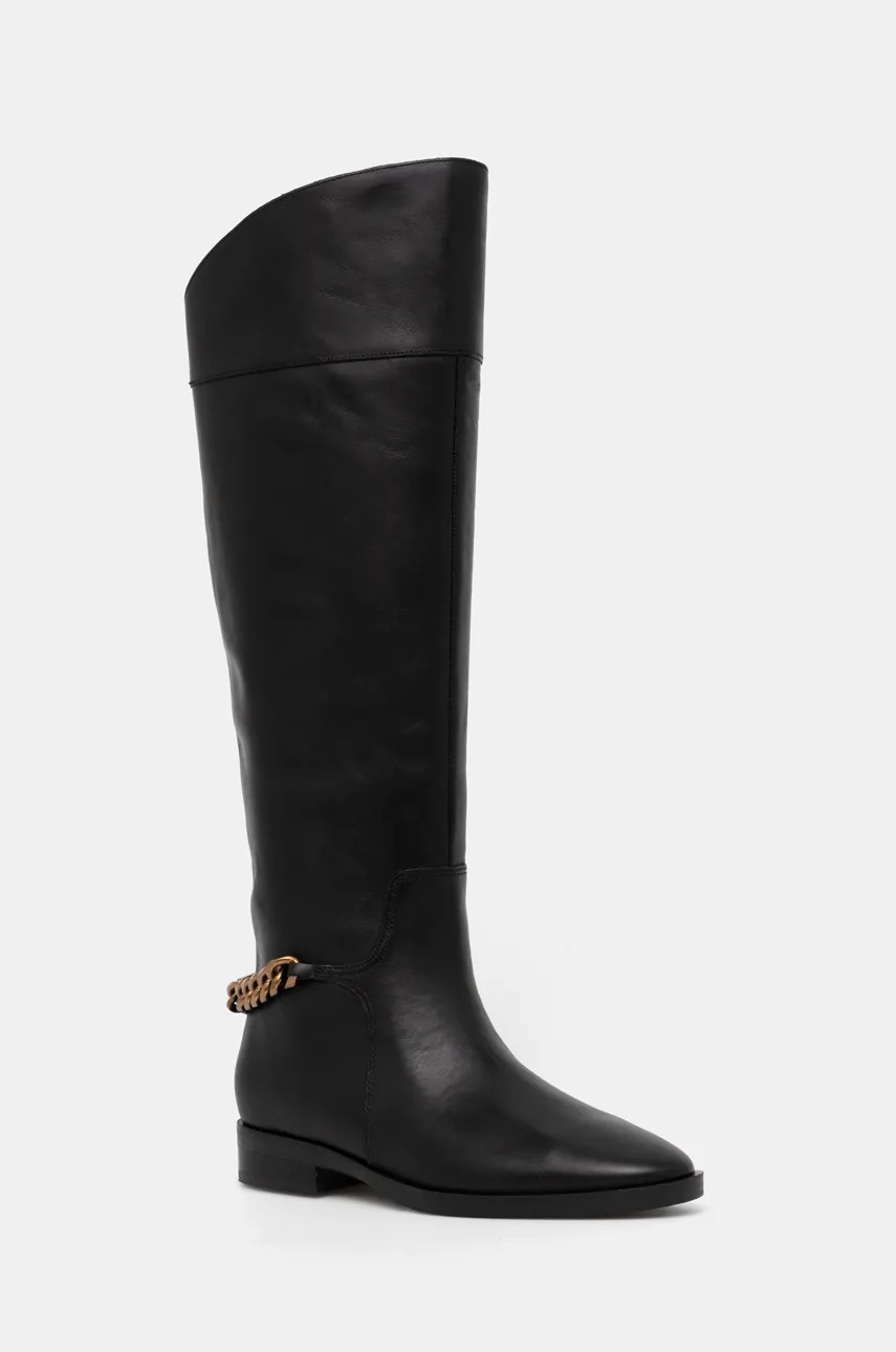 

Кожени ботуши Guess JOICY в черно с дебел ток FLFJOI LEA11, Черен